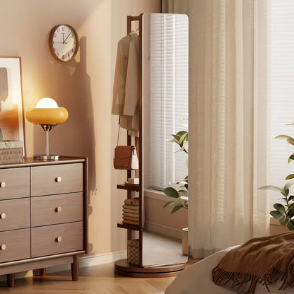 Specchio Eleganza 360° – in Legno Massello con Appendiabiti ✨
