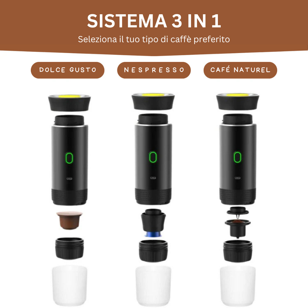 ExpressoMini™: Macchina da Caffè Elettrica Portatile 3 in 1