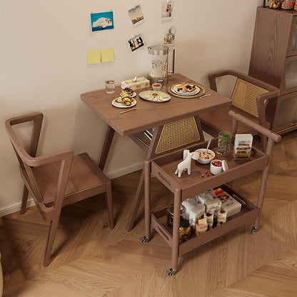 Set da Pranzo Compatto in Rattan per 2 – Tavolo Elegante con Spazio di Archiviazione e Sedie per Piccoli Spazi.