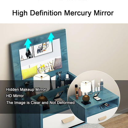 ✨ Set Tavolo da Toeletta GlamUp – Specchio Ribaltabile & Spazio di Archiviazione ✨